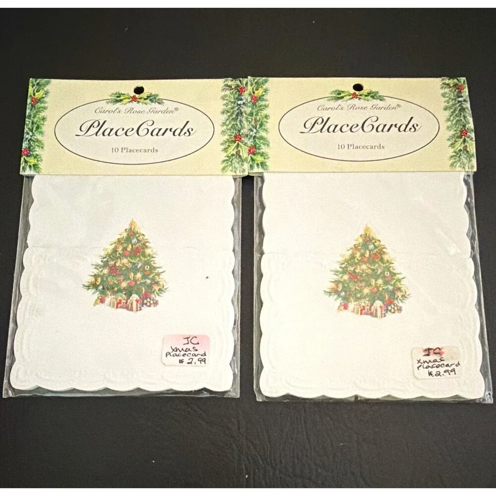 Vintage Carol Wilson Carols Rose Garden Christmas Tree Place Cards 20ct